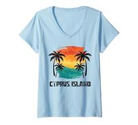 Mujer Viajes a la isla de Chipre, Europa Turismo Mediterráneo Vacaciones Camiseta Cuello V