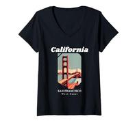 Mujer Viajes Vintage del Horizonte de San Francisco California Camiseta Cuello V