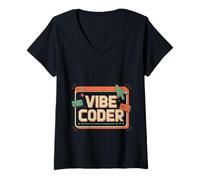 Mujer Vibe Coder Software Programmer Developer Coding - Camiseta Cuello V
