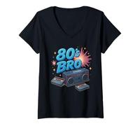 Mujer Vibra de los 80 de Old School Guy Retro Throwback 80 Camiseta Cuello V
