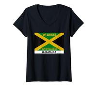 Mujer Vibraciones jamaicanas, Lemas de J A, Jamaica Camiseta Cuello V