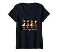 Mujer Vibraciones otoñales de Just A Cozy Goose Camiseta Cuello V