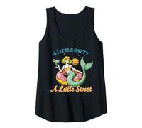 Mujer Vibraciones playeras retro de sirena «Un poco salada, un poco dulce» Camiseta sin Mangas