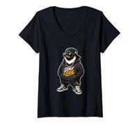 Mujer Vibraciones relajantes al Estilo Callejero de Stay Cool Penguin Camiseta Cuello V