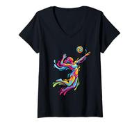 Mujer Vibrant Beach Volleyball Player Mom Design Camiseta Cuello V