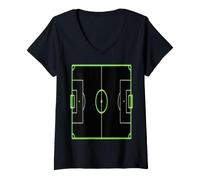 Mujer Vibrant Green Soccer Field Outline Football Pitch Camiseta Cuello V
