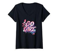 Mujer Vibrante disfraz de Go Girl Camiseta Cuello V