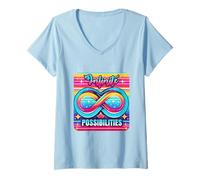 Mujer Vibrante símbolo de Infinito Retro Ilimitado diseño potencial Camiseta Cuello V