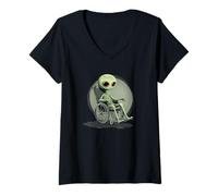 Mujer Vibras fuera de este mundo con este traje de alienígena en silla de ruedas Camiseta Cuello V
