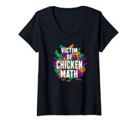 Mujer Victim of Chicken Math Funny Backyard Poultry Farmer Camiseta Cuello V