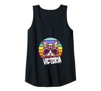 Mujer VICTORIA - Bonito nombre de niña con un gato genial Camiseta sin Mangas