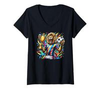 Mujer Victoria futbolística del Trofeo Lion Soccer Champion Camiseta Cuello V
