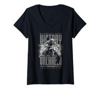 Mujer Victoria vikinga nórdica de Motocicleta o Valhalla Camiseta Cuello V