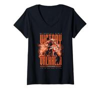 Mujer Victoria vikinga nórdica de Motocicleta o Valhalla Camiseta Cuello V