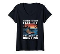 Mujer Vida En El Lago Design Frase Divertida Fin De Semana Camiseta Cuello V
