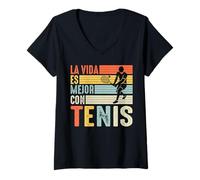 Mujer Vida es Mejor con Tenis Entrenador Tenista Jugador De Tenis Camiseta Cuello V