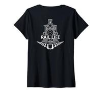 Mujer Vida ferroviaria para trabajadores ferroviarios y amantes de los trenes modelo Camiseta Cuello V