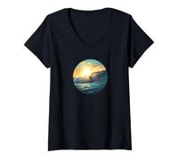Mujer Vida oceánica. Atrapar Olas, Surfista Camiseta Cuello V