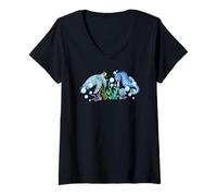 Mujer Vida oceánica. Escena bajo el Agua, Tortuga y Caballo de mar Camiseta Cuello V