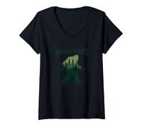 Mujer Vida Salvaje Local: Aventura en el Bosque Bigfoot para Amantes de la Naturaleza Camiseta Cuello V, Negro, XL