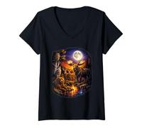 Mujer Vida Silvestre Bosque Oso Lobo Ciervo Alce Natur Camiseta Cuello V