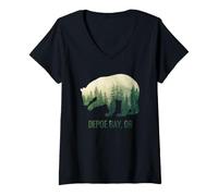 Mujer Vida Silvestre del noroeste del Pacífico del Estado de Oregón, Depoe Bay Bear Camiseta Cuello V
