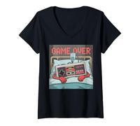 Mujer Videojugadores Retro Videojuegos Vintage Videojuegos Viejo Gamer Camiseta Cuello V