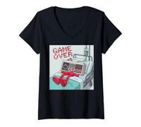 Mujer Videojugadores Retro Videojuegos Vintage Videojuegos Viejo Gamer Camiseta Cuello V
