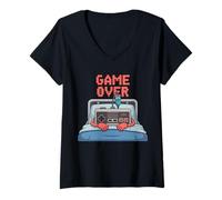Mujer Videojugadores Retro Videojuegos Vintage Videojuegos Viejo Gamer Camiseta Cuello V