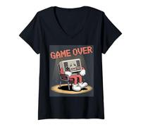 Mujer Videojugadores Retro Videojuegos Vintage Videojuegos Viejo Gamer Camiseta Cuello V