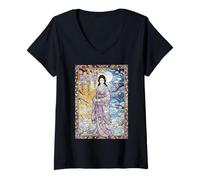 Mujer Vidrieras Izanami Mitología Japonesa Diosa Camiseta Cuello V