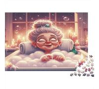 Mujer Vieja Baño Alegría Puzzle 1000 Piezas De Cartón Grueso Rompecabezas DIY Mindfulness para Actividades En Familia como Regalo De Graduación 70x50cm/1000pcs