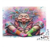 Mujer Vieja extraña Puzzle 1000 Piezas Papel Reciclado para Adultos Puzzle para Adultos Juego Familiar Divertido desafiante Excelente Idea de Regalo para Mujeres y Regalos para Hombres