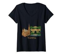 Mujer Viena, Austria, Viaje, Recuerdo, Ciudad, Monumento, Regalo Camiseta Cuello V