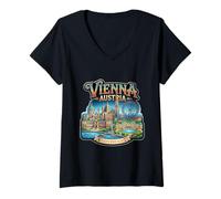 Mujer Viena, Austria, Viaje, Recuerdo, Ciudad, Monumento, Regalo turístico Camiseta Cuello V