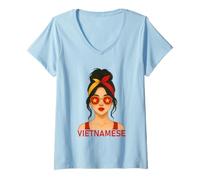 Mujer Vietnamese Girl Vietnam Flag Vietnamese Girlfriend Wife Camiseta Cuello V