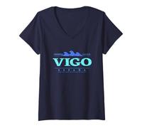 Mujer Vigo España | Costa de A Coruña España Camiseta Cuello V
