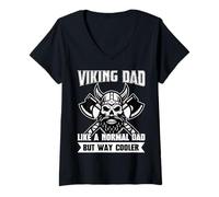 Mujer Viking Dad es como un Padre Normal, Pero con un diseño Divertido y Genial Camiseta Cuello V