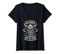 Mujer Viking Guerrero Vikingo Mitología nórdica Abuelo nórdico Camiseta Cuello V