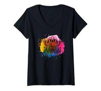 Mujer Viking Odin Raven Warrior Norse Mythology Color Casco Arte Camiseta Cuello V