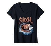 Mujer Vikings Warrior Nordic School Nordic School Camiseta Cuello V
