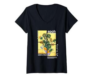 Mujer Vincent Van Gogh PAPL14718 - Rompecabezas de Girasoles Florales Camiseta Cuello V