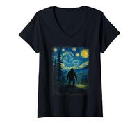 Mujer Vincent Van Gogh Starry Night Big Foot Obra de Arte Inspirada Camiseta Cuello V