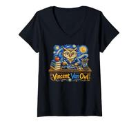 Mujer Vincent Van Owl Wise Owl Artist Painting Art Camiseta Cuello V