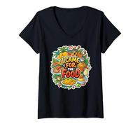 Mujer Vine por la Comida Edición Boricua Camiseta Cuello V