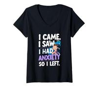 Mujer Vine Vi Tenía Ansiedad Así que me fui Funny sarcástico Camiseta Cuello V