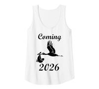 Mujer Viniendo 2026 Anuncio del año del bebé de la cigüeña Camiseta sin Mangas