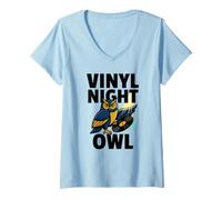 Mujer Vinilo Night Owl Humor Fan Music Record Collector Camiseta Cuello V