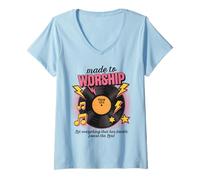 Mujer Vinilo retro Let Everything That Has Breath Praise The Lord Camiseta Cuello V