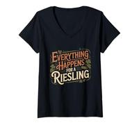 Mujer Vino Diciendo Amante Vino Everything Happens For A Riesling Camiseta Cuello V